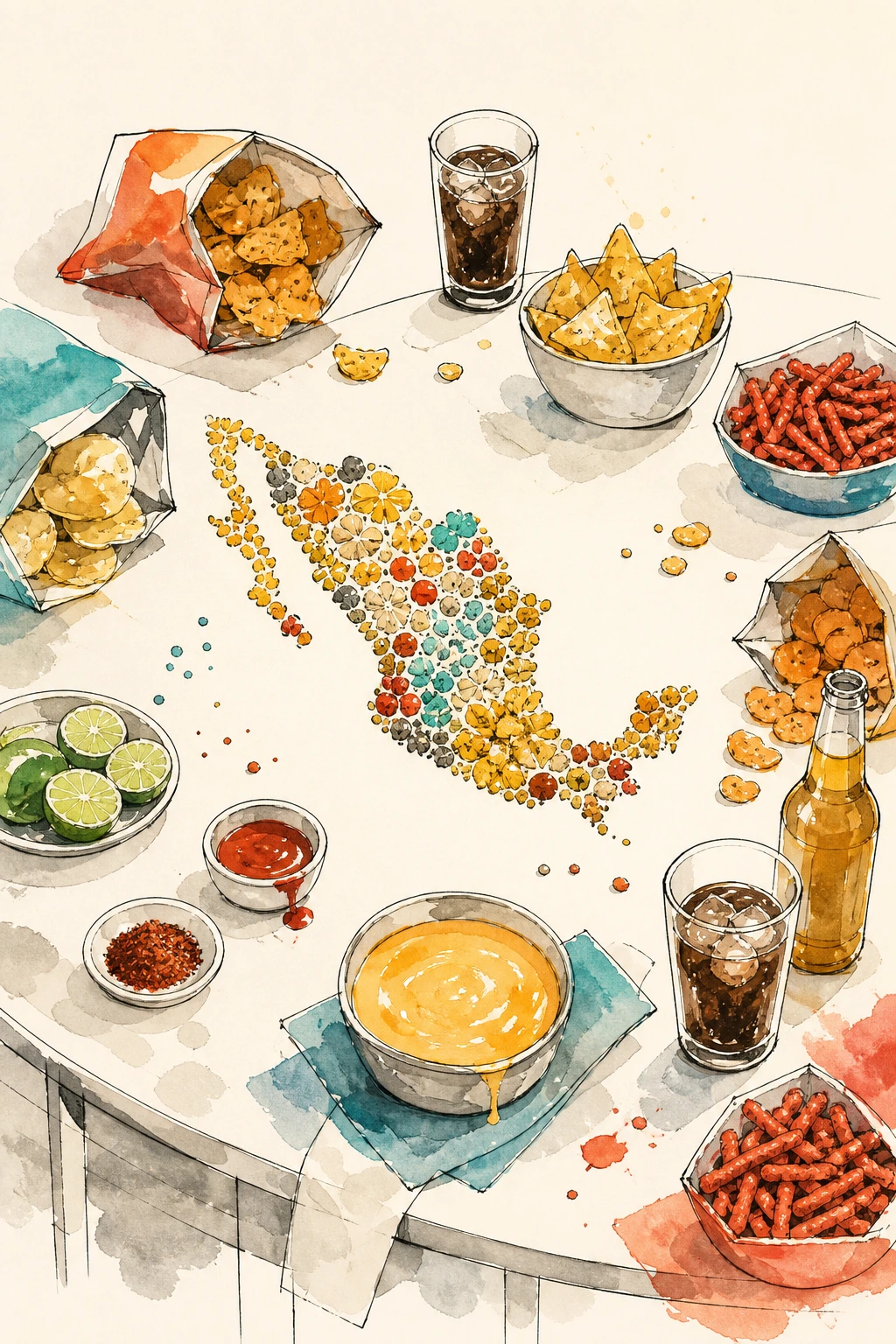 Ilustración editorial del mapa del antojo mexicano